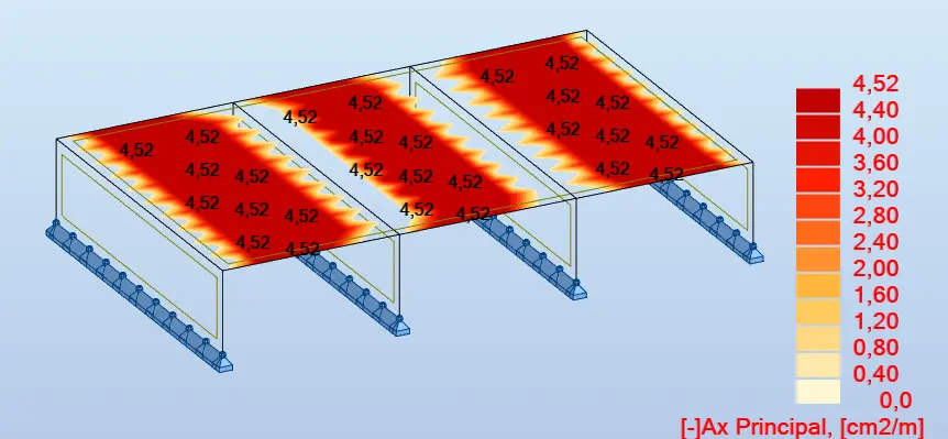 Calcul capacité portante - Ferraillage théorique obtenue par modélisation aciers inférieurs