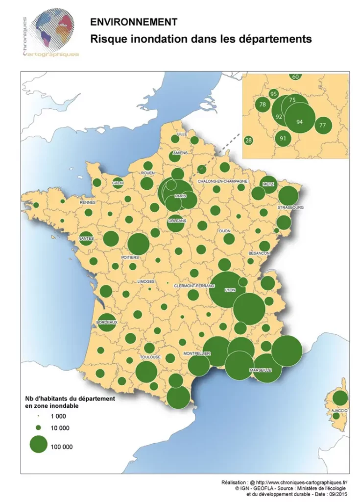 Risque inondation dans les départements français