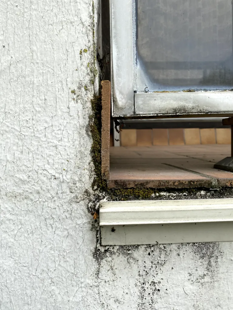 Présence d'un défaut d'étanchéité au niveau des rebords de balcons avec traces visibles de dégradation liées aux infiltrations.